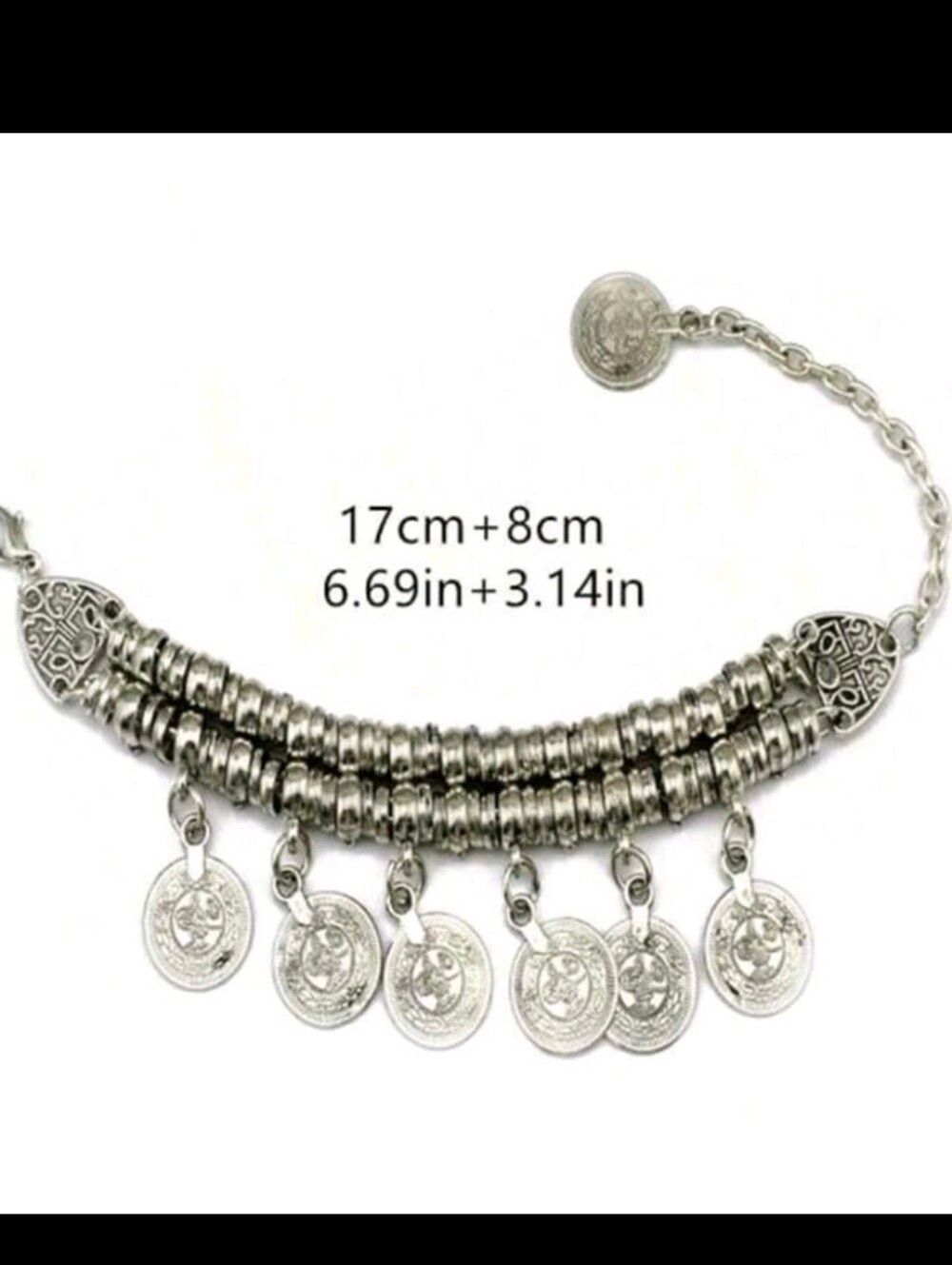 Silver Rustic Coin Charm Bracelet - Picture 5 of 5